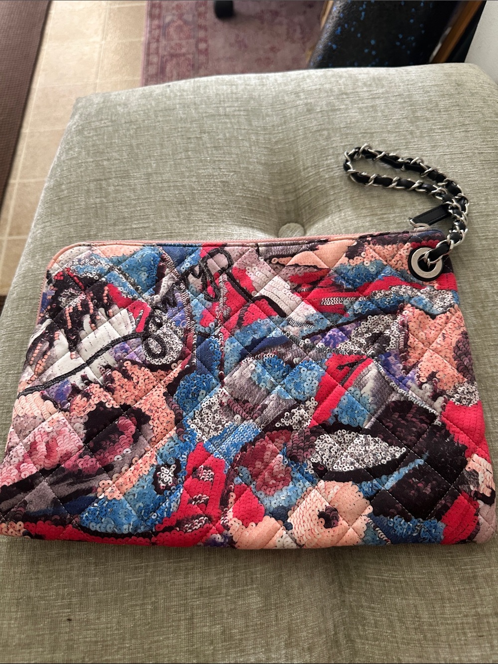 Chanel 2019 Coco Beach Multicolor Quilted Sequin Medium Zip Clutch/Pouch - Picture 2 of 5